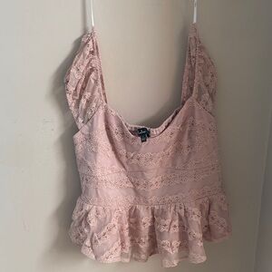 Lulu's Pink Lace Ruffle Top
